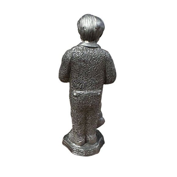 Vintage Pewter Figurine Child With Stocking Michael A Ricker Special Edition 199 - Picture 3 of 6